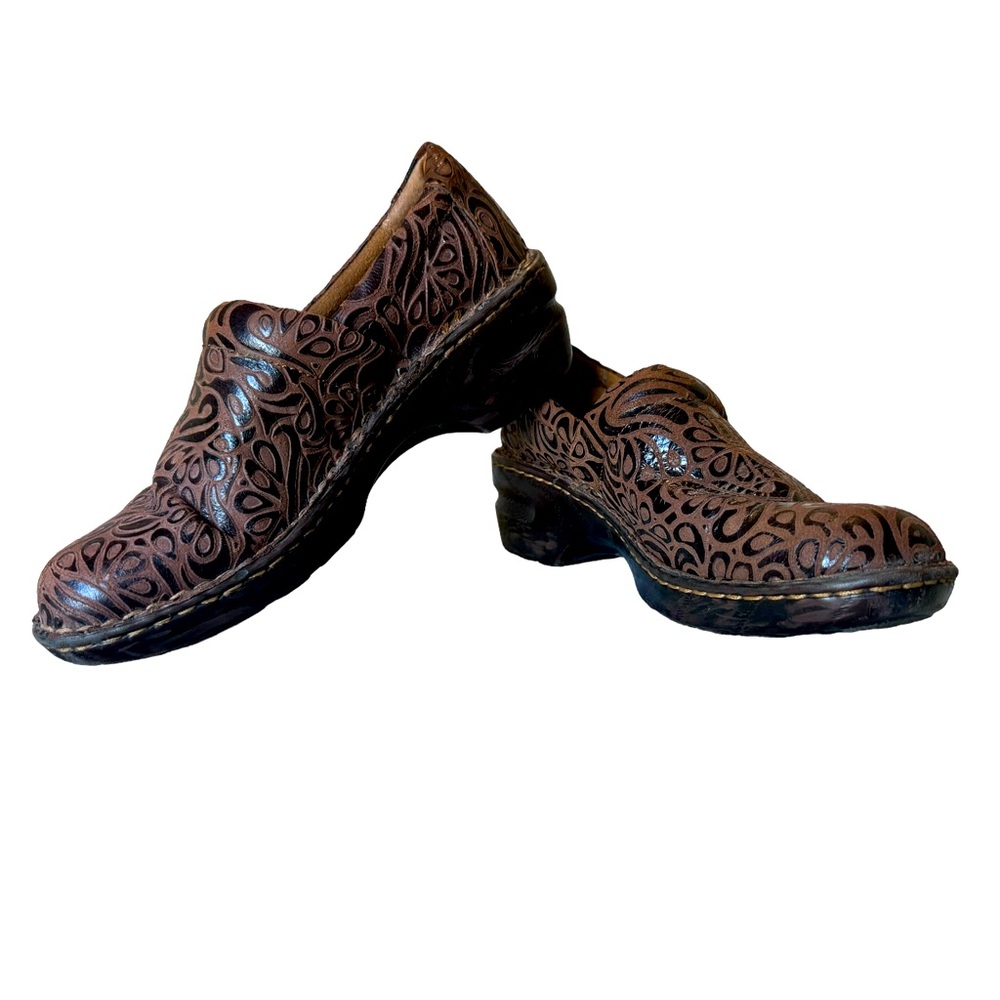 BOC Peggy Paisley Brown Clogs Suede - Leather Size 10
